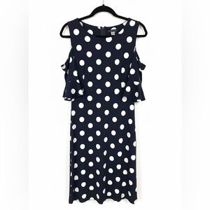 Tommy Hilfiger Navy and White Polka Dot Midi Dress
